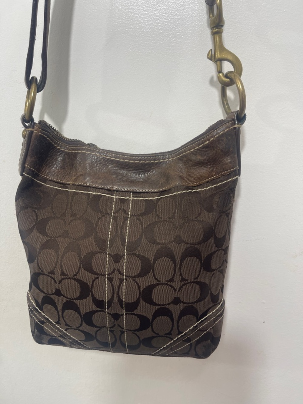 Coach Brown Signature Canvas Crossbody with Leather Trim - Picture 4 of 8